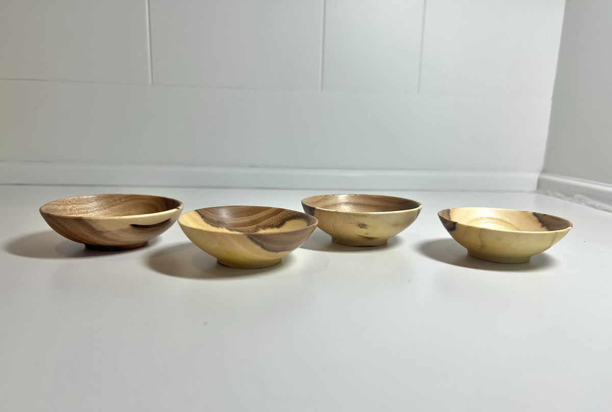 Set of 4 Elm Wood Bowls, 2.75 Inch, photo 2 of 4