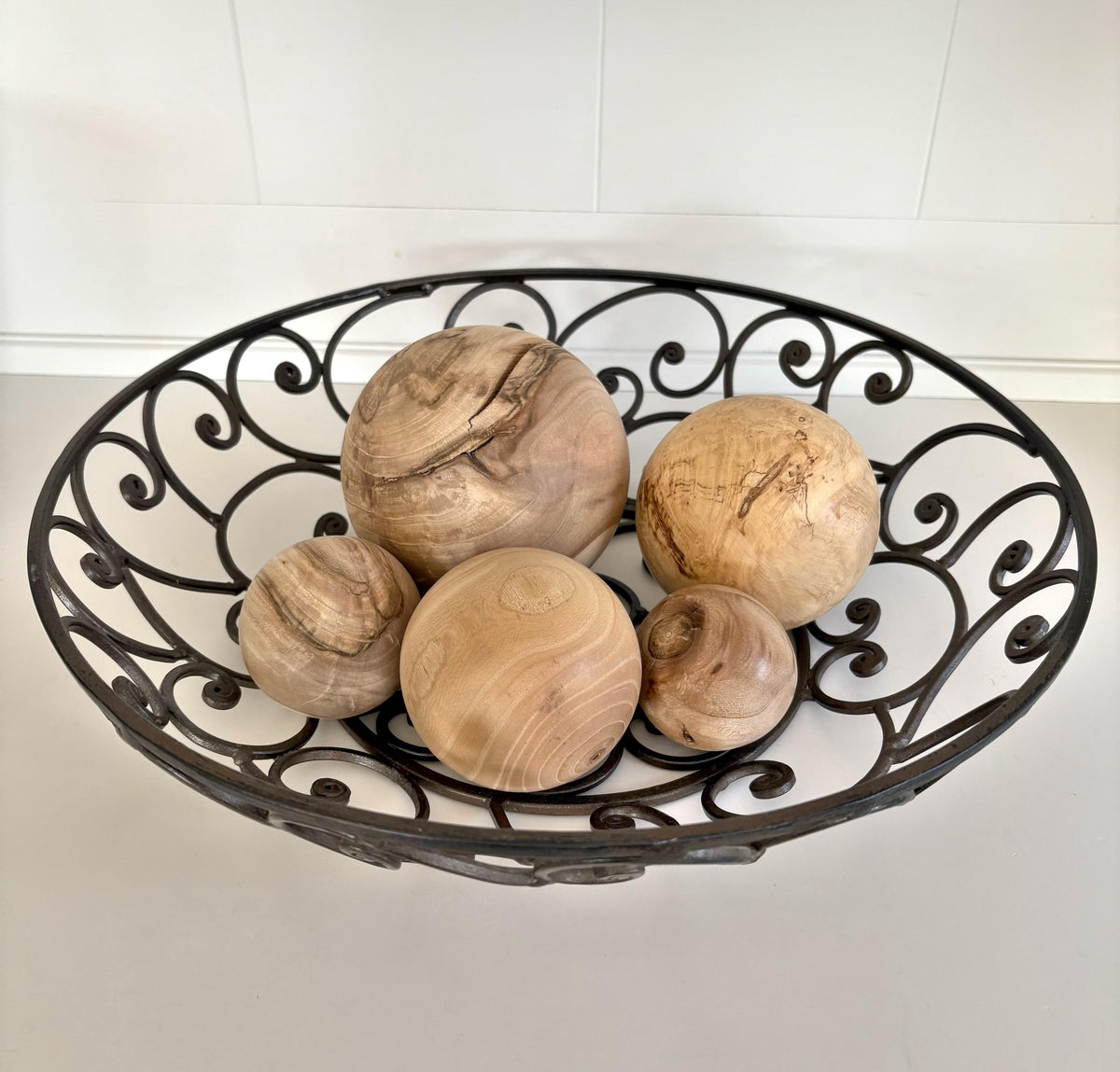 Metal Swirl Display Bowl for Wood Spheres, 14.25 Inch, photo 3 of 3