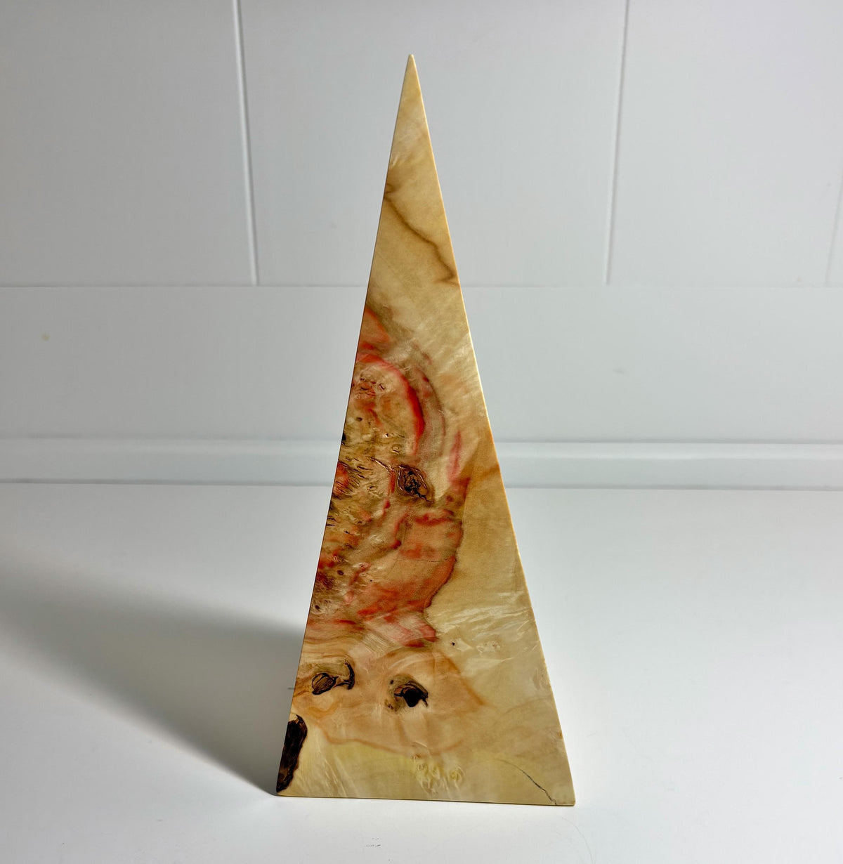 Flame Box Elder Maple Wood Triangular Pyramid, 8 Inch, photo 2 of 3