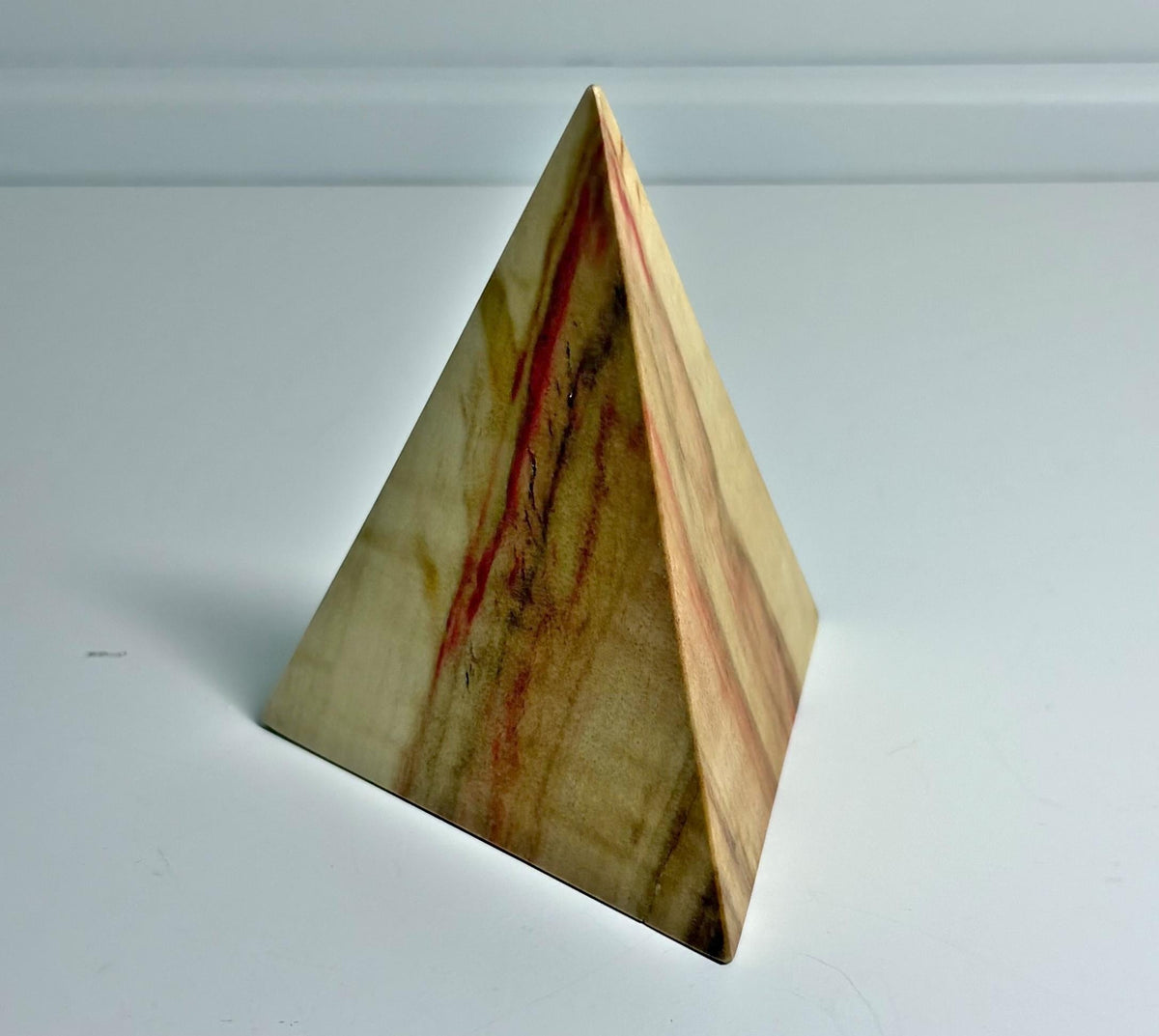 Flame Box Elder Maple Wood Triangular Pyramid, 3.25 Inch, photo 2 of 3