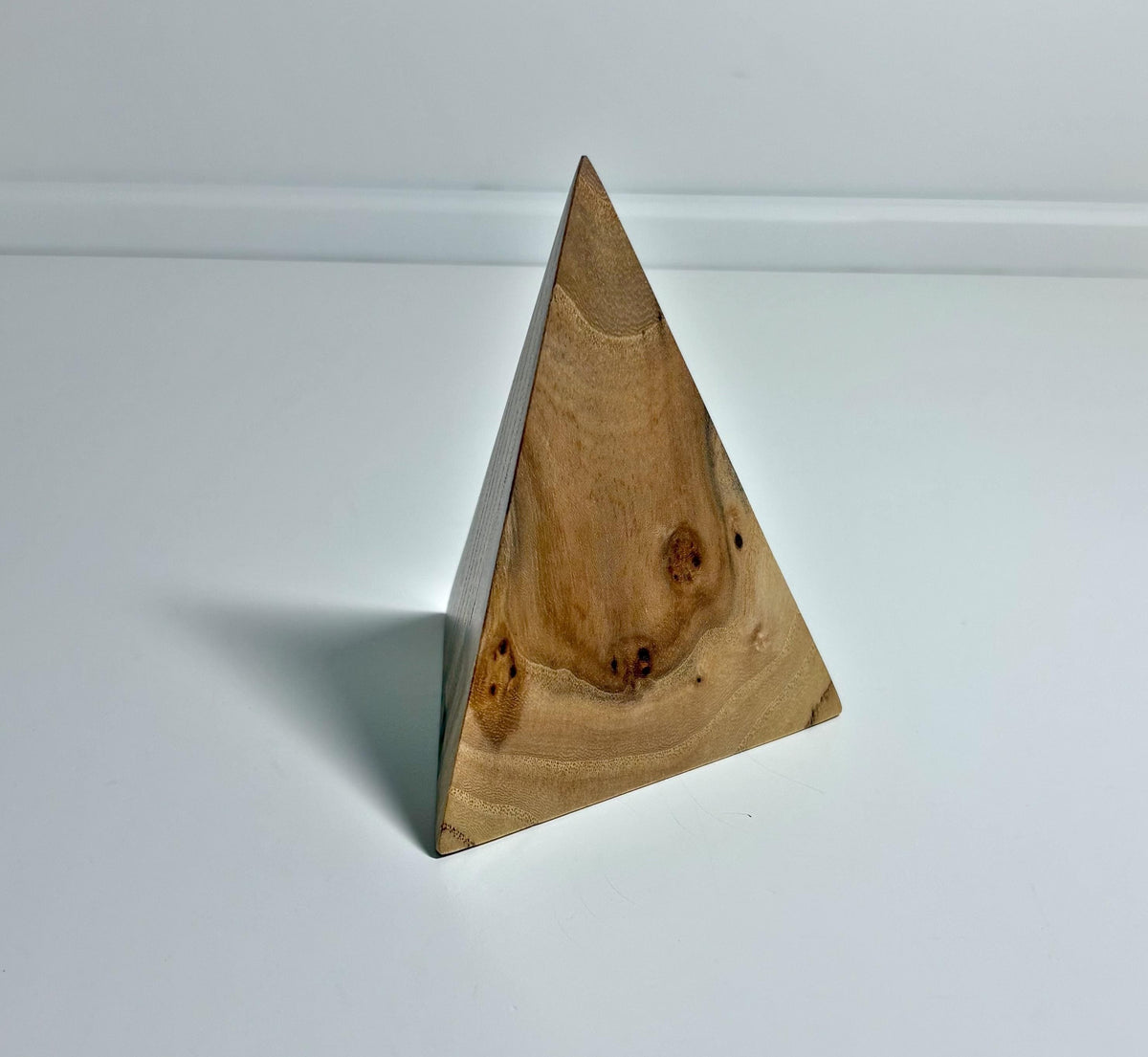 Elm Wood Triangular Pyramid, 4 Inch, photo 1 of 3