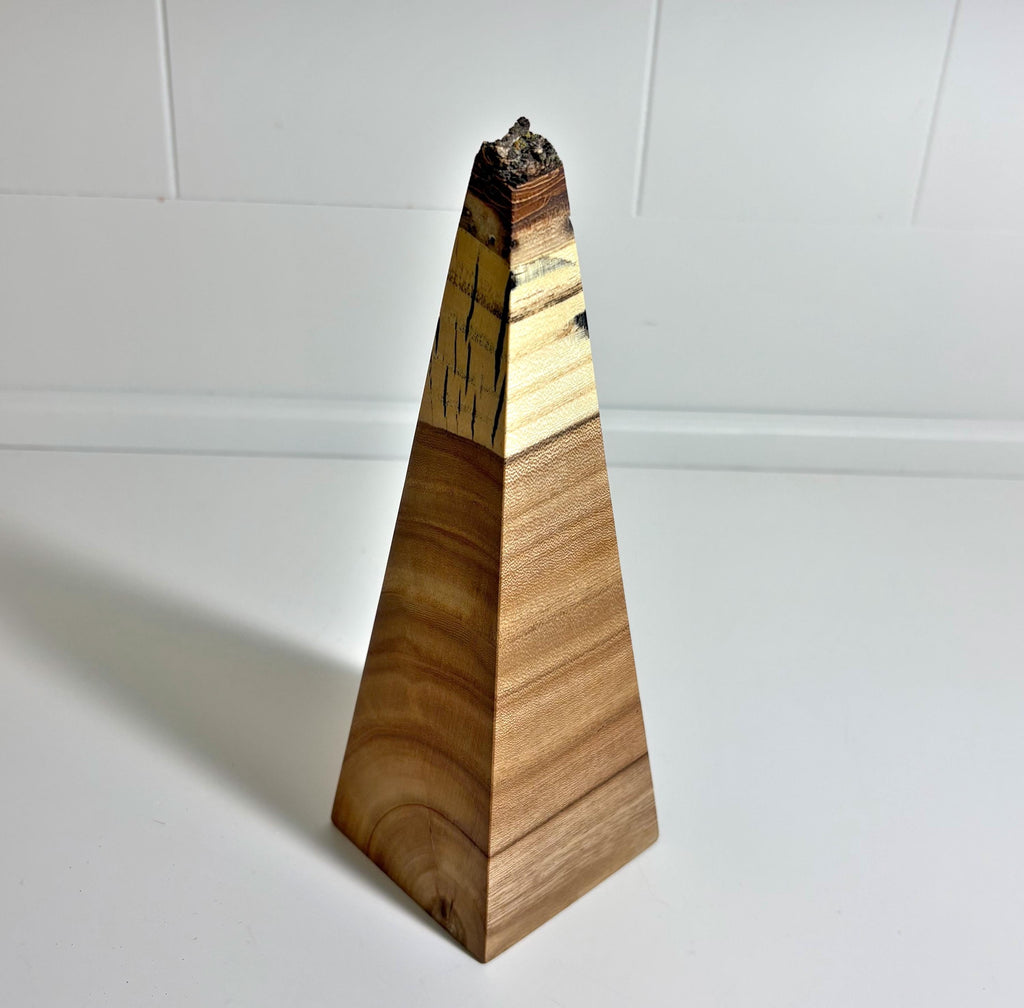 Natural Edge Elm Wood Obelisk, 7 Inch, photo 2 of 3