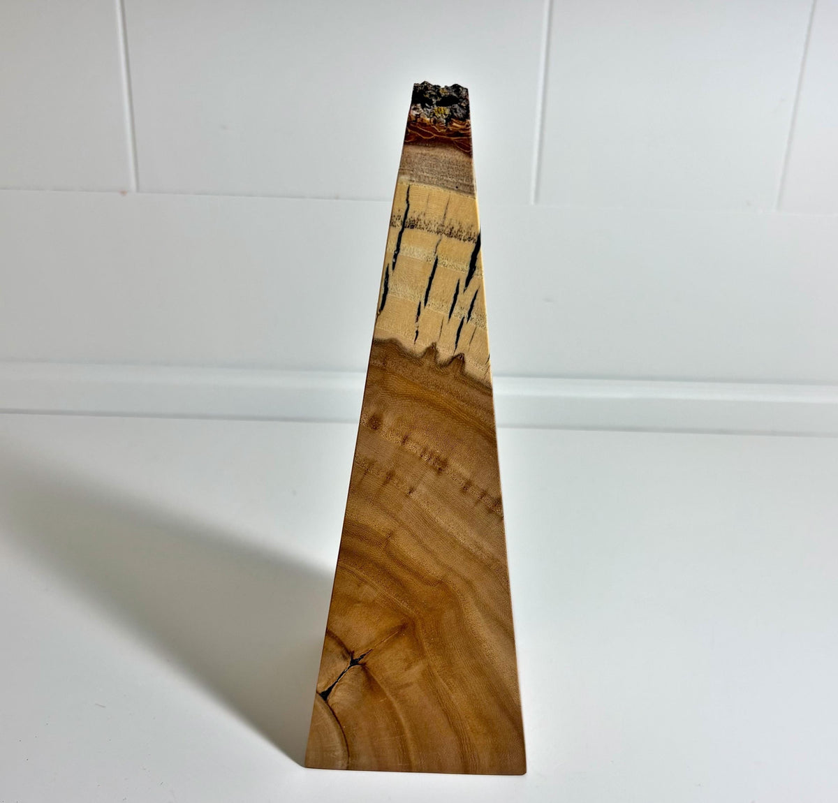 Natural Edge Elm Wood Obelisk, 7 Inch, photo 3 of 3