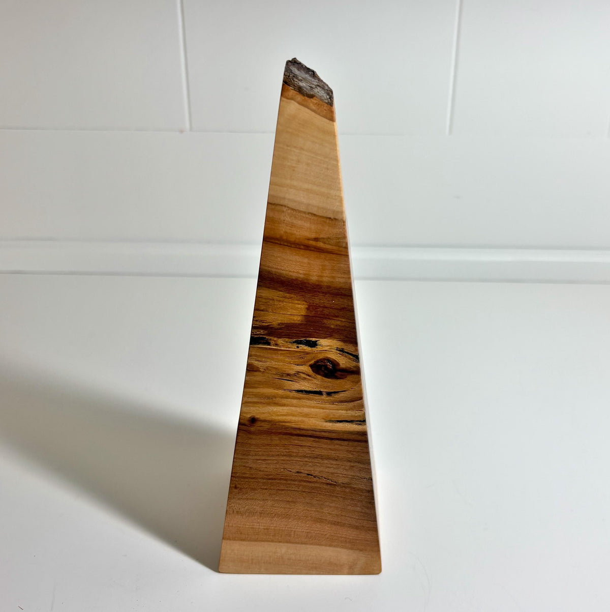 Natural Edge Apple Wood Obelisk, 7.5 Inch, photo 2 of 3