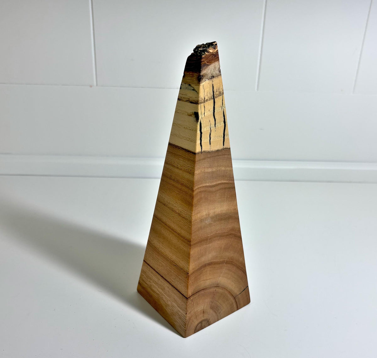 Natural Edge Elm Wood Obelisk, 7 Inch, photo 1 of 3