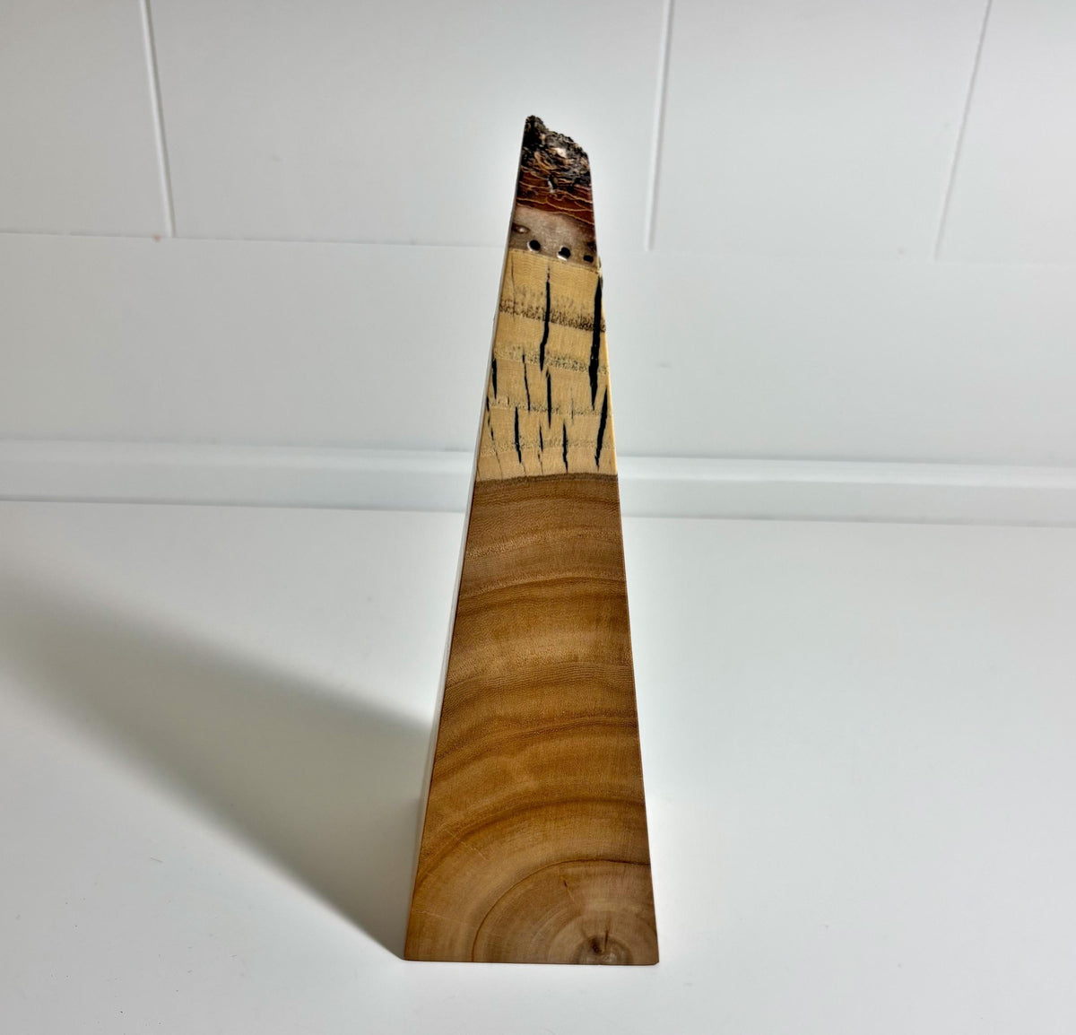 Natural Edge Elm Wood Obelisk, 7 Inch, photo 3 of 3