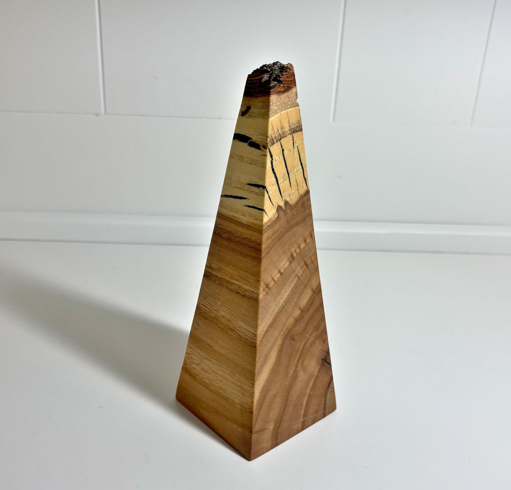Natural Edge Elm Wood Obelisk, 7 Inch, photo 2 of 3