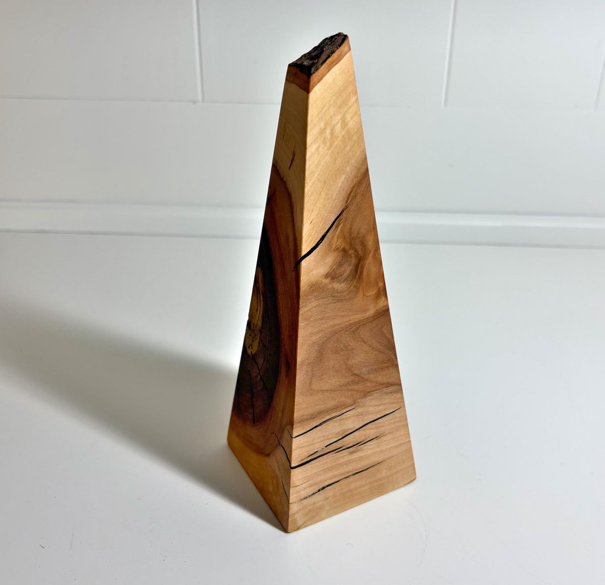 Natural Edge Apple Wood Obelisk, 7.5 Inch, photo 3 of 3